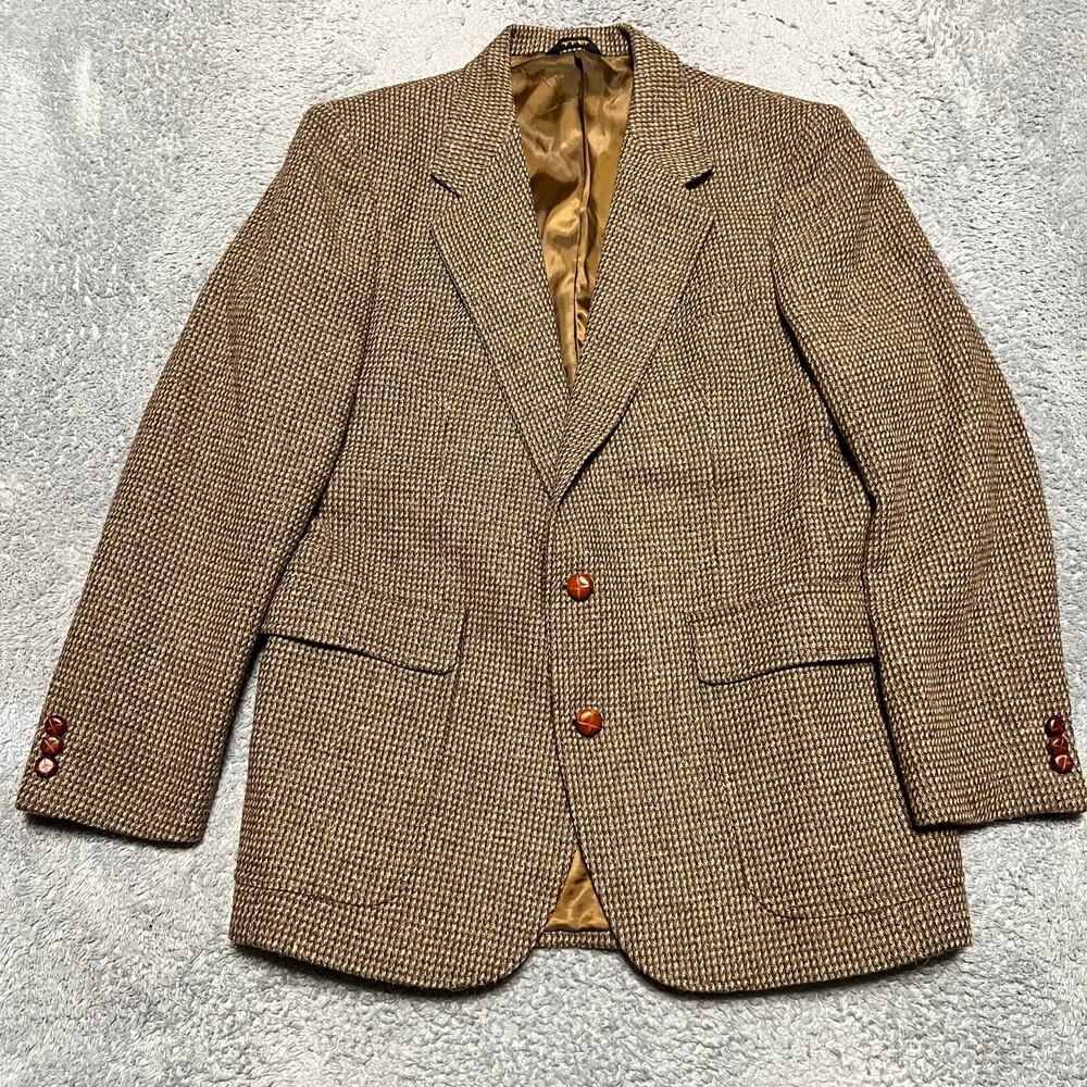 Vintage Jordache Wool Tweed Herringbone Men Blazer 42R Sport Coat Jacket